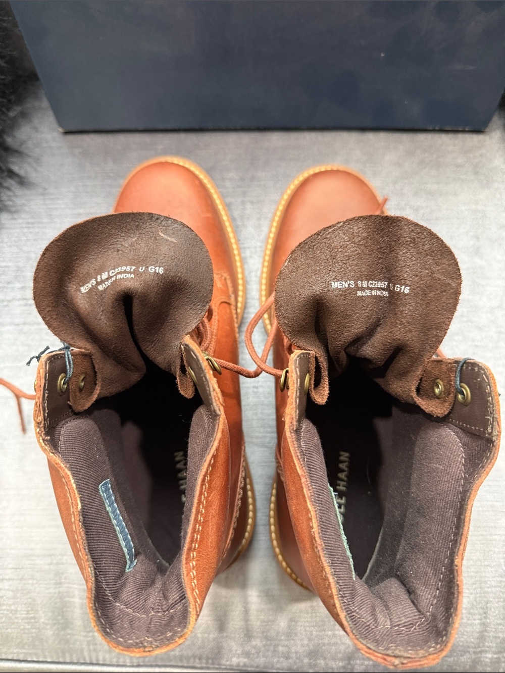 Cole Haan Men's Brown Leather Lace-Up Boots - Picture 6 of 8